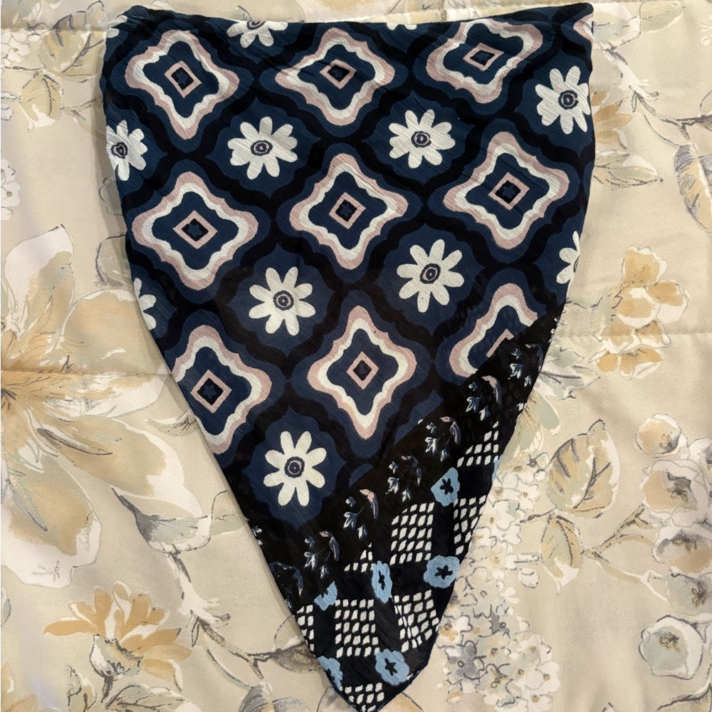 Free People Blue and Black Patterned Crop Top